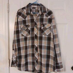 Gibson Trading Co. Western Pearl Snap Plaid Long Sleeve Men's XLT